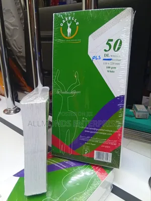 A Packet of 50pcs Dl Wallet Gazelle Peel Seal White Envelope-100gsm