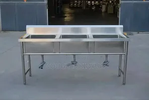 Stainless Steel Commercial Washing Sink Triple Bowl (Solid Triple Sink