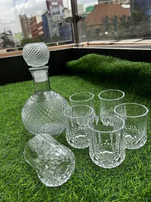 7pc Short Crystal Glass Plus 1.2lts Decanter