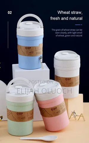 350ml Wheat Straw Soup Cup With Spoon