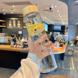 Motivational Time Marker Borosilicate Bottle With Bamboo Lid