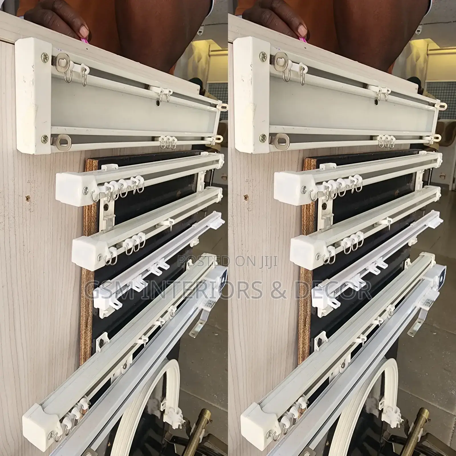 Off White Aluminium Curtain Rails With Full Accessories