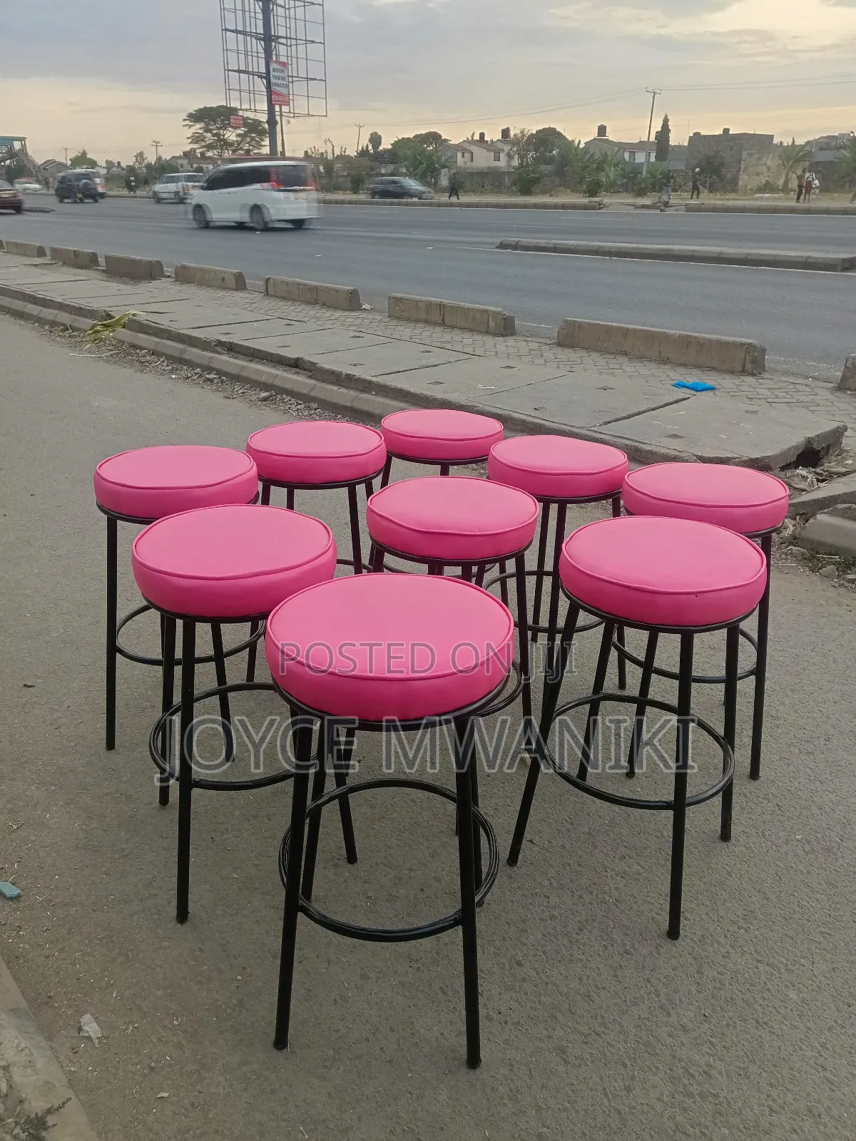 Backless High Stools, Pink