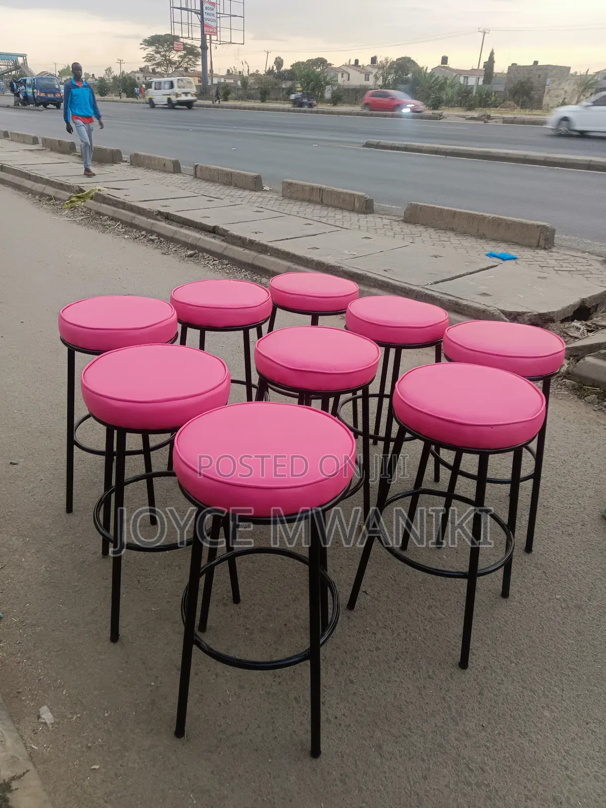 Backless High Stools, Pink