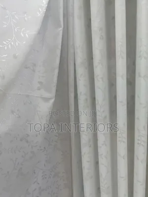 White Flowered Sheer Curtains for Window Treatment