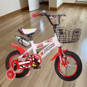 White and Red 12 14 16 Inch Kids Bike With Stabilizers and Bottle