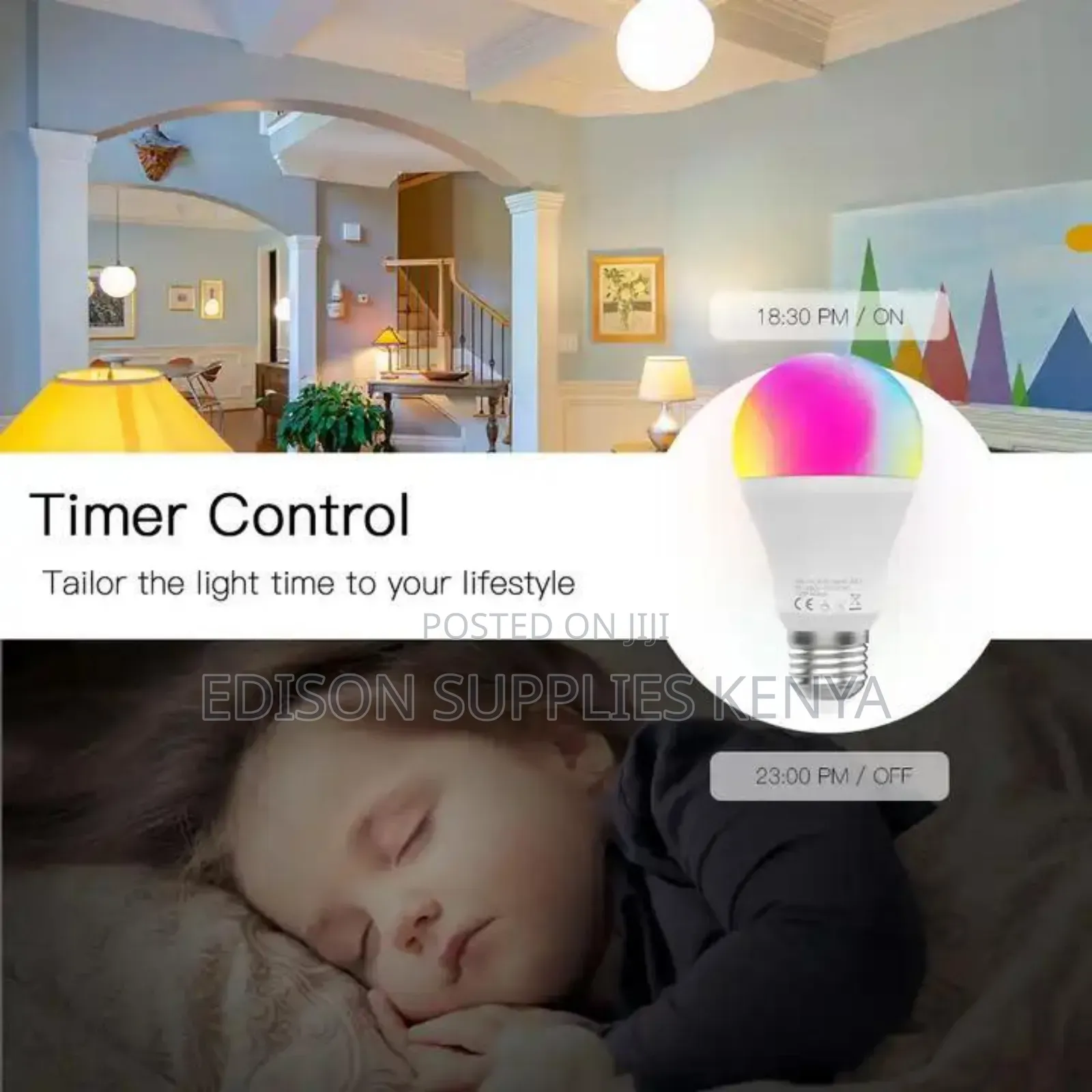 Wifi Smart Bulb 15 Watts Google App Voice Smart Multicolour Smartphone