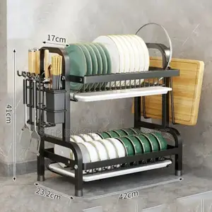 2-Tier Modern Dish Rack High Quality Space-Saving Dish Drainer