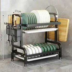 High Quality 2 Layer Dish Rack Stylish Modern Kitchen Organizer