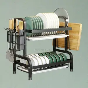 Modern 2-Tier Dish Rack Elegant Space-Saving Dish Drainer Stand
