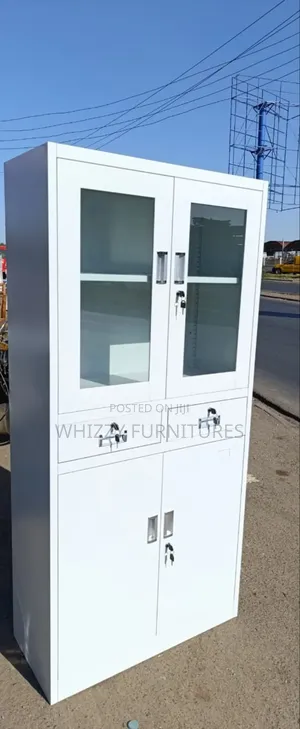 Two-Door,Half-Glass Metallic Filing Cabinet