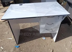 White Office Desk With Three Lockable Drawers