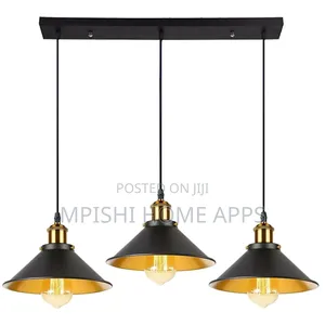 3-in-1 Industrial-Style Pendant Light With Black and Gold Metal Shades