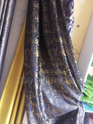 Black Velvet With Gold Patches Window and Door Curtains