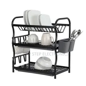 3 Tier Stainless Steel Kitchen Dish Rack With Cutlery Holder Set