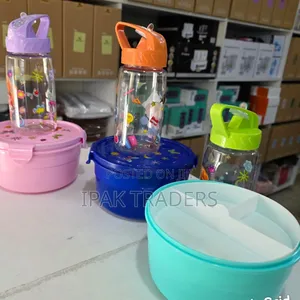 2pcs Cartoon Themed Kids Lunch Box and Snacks Box With Water Bottle