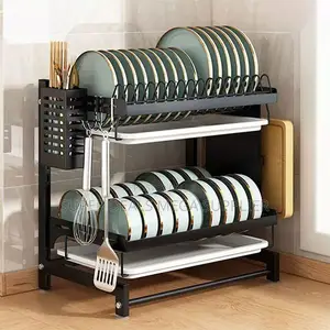 High Quality 2- Tier Stainless Steel Dish Rack With Modern Aesthetic