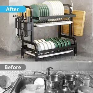 Modern 2- Layer Stainless Steel Dish Rack 2- Tier Space Saving Design