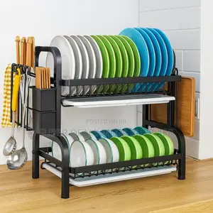 2- Layer Stainless Steel Dish Rack 2- Tier Space Saving Durable Design