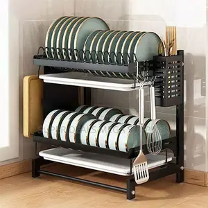 Stainless Steel 2 Tier Dish Rack 2- Layer Space Saving Kitchen Storage