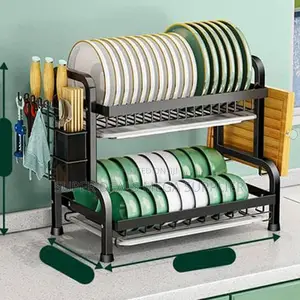 Stainless Steel 2-Tier Dish Rack Space-Saving 2-Layer Kitchen Solution