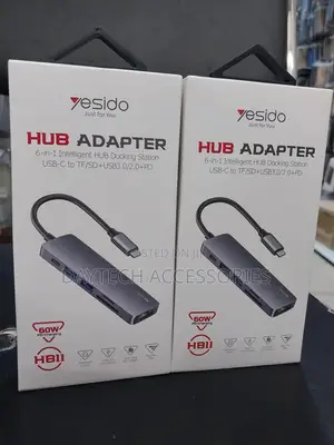 Yesido Hb11 6‐In‐1 Usb‐C Hub Adapter – Hdmi, Pd Charging.