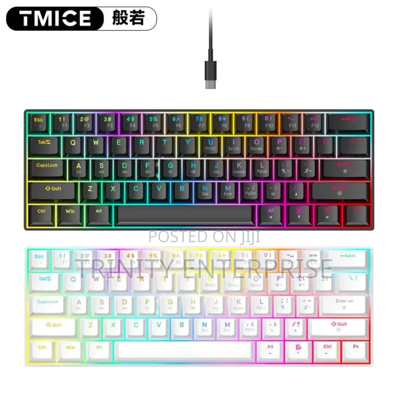 60% RGB/Wired | Hot-Swappable Keys Usb Hub | Compact Gaming Keyboard