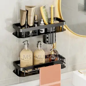 2 PCS Aluminum Alloy Rectangular Shelf With Towel Holder*