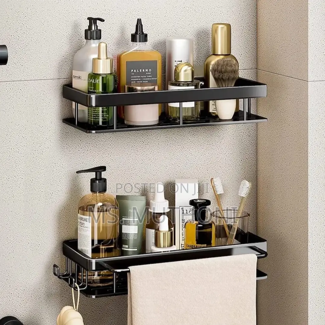 2 PCS Aluminum Alloy Rectangular Shelf With Towel Holder*
