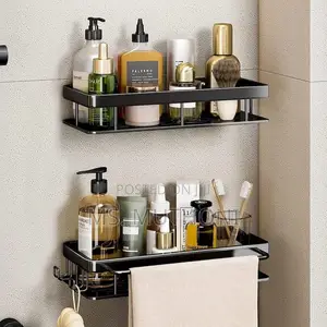 2 PCS Aluminum Alloy Rectangular Shelf With Towel Holder*