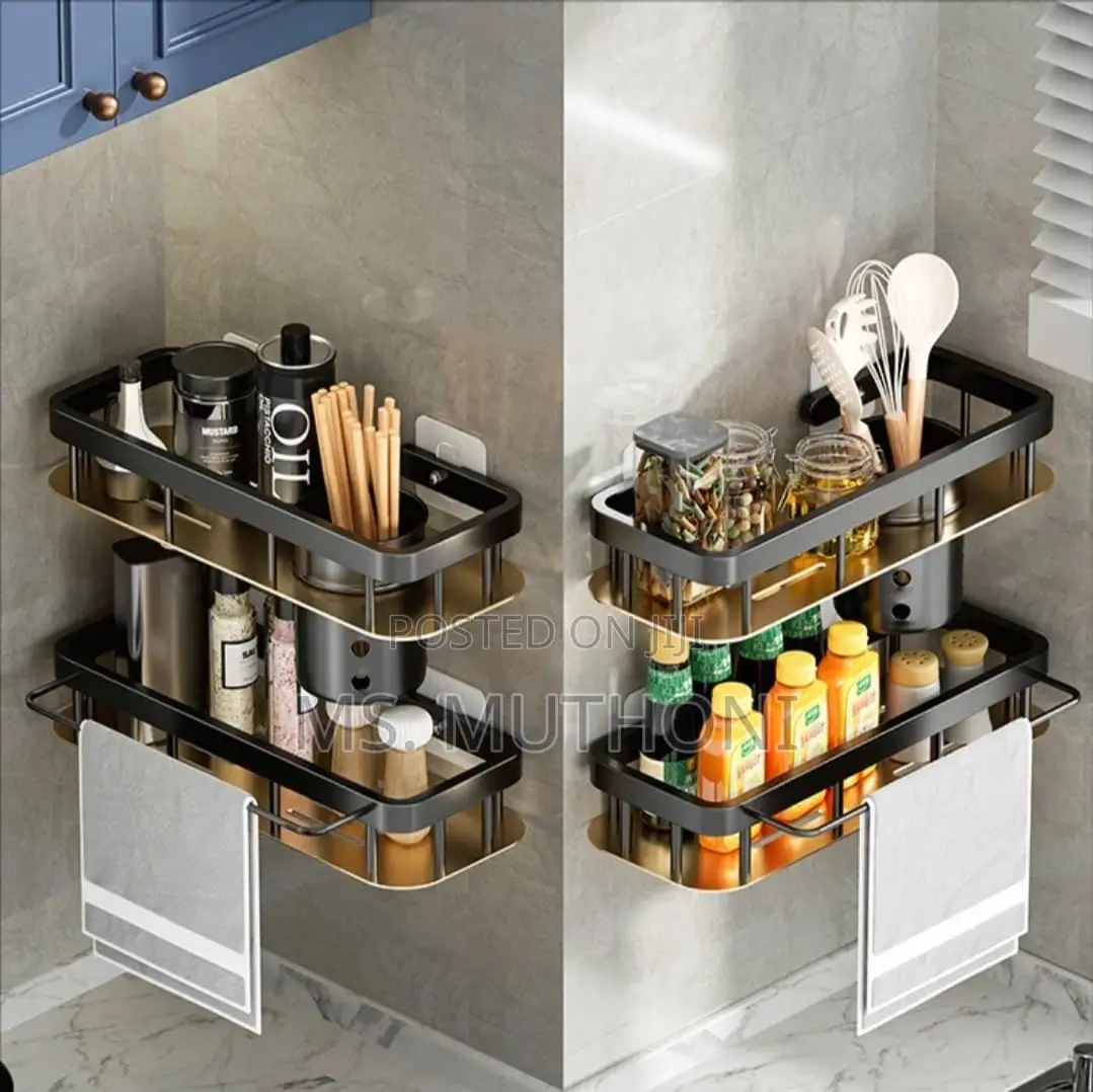 2 PCS Aluminum Alloy Rectangular Shelf With Towel Holder*