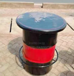 Drum Table With Black and Red Finishing