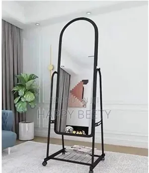 Metal Framed Dressingstanding Mirror, Full Body Mirror With Wheels