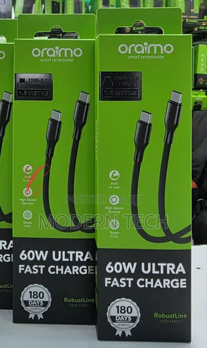 Oraimo Braid 3a 60w Fast Charging Type-C to Type-C Cable 1m