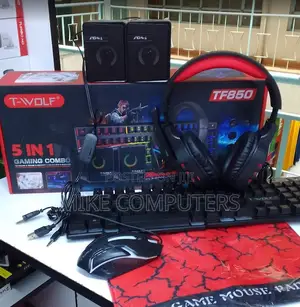 T-Wolf 5 in 1 Gaming Keyboard and Mouse Combo With Speakers,