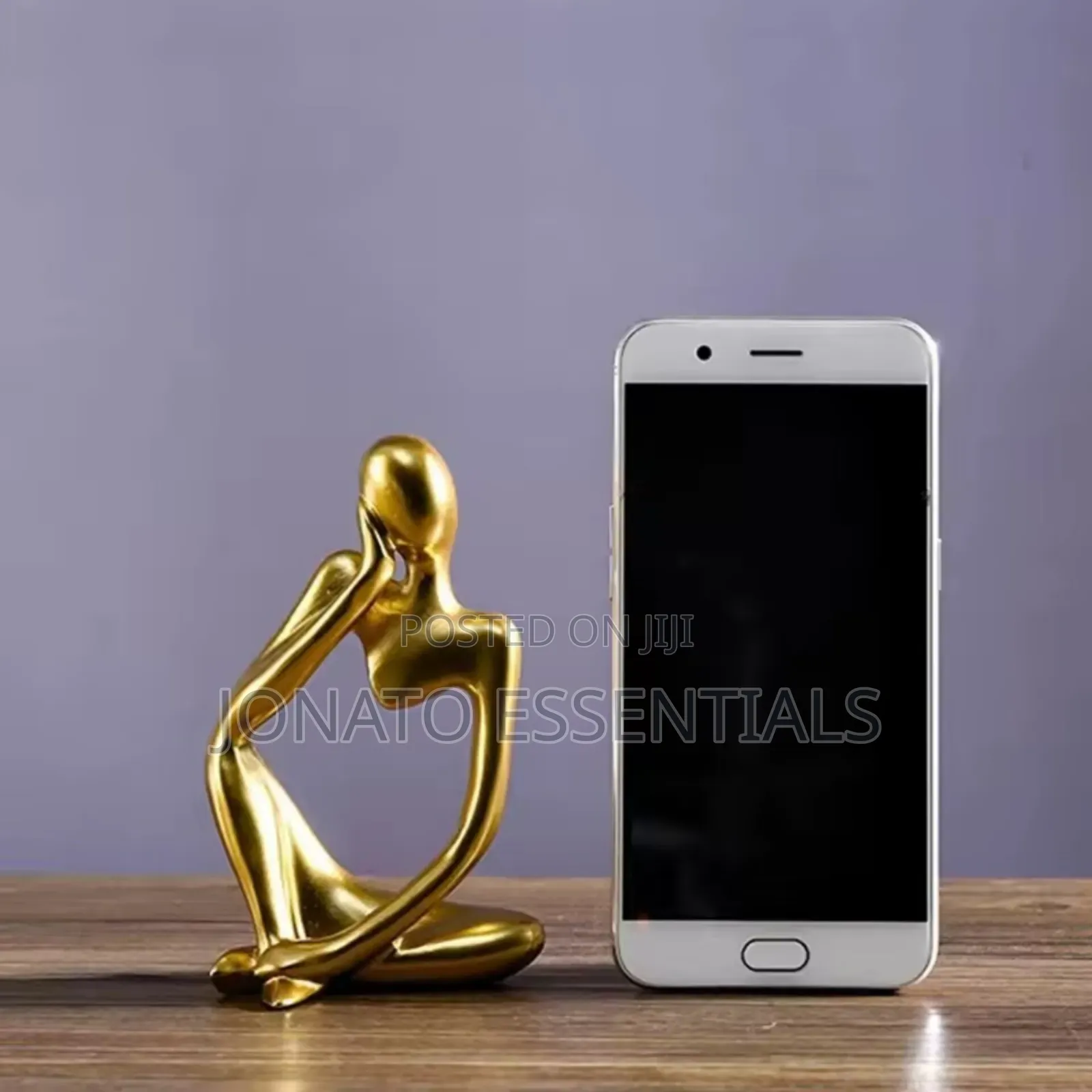 Golden Abstract Thinker Sculpture, Luxury Home Table Decor