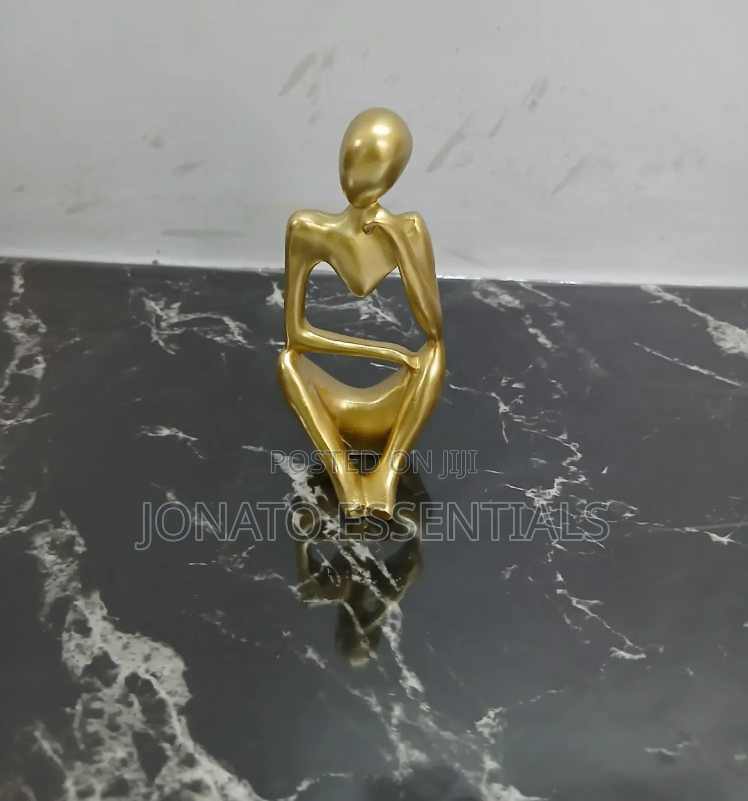 Golden Abstract Thinker Sculpture, Luxury Home Table Decor