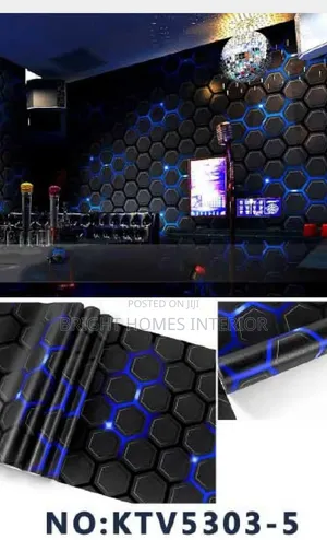 Blue 3d Wallpaper Honeycomb Design