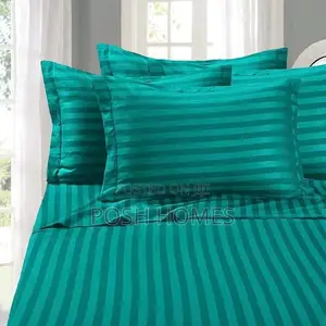Luxury Turquoise Cotton Stripped Bedsheets