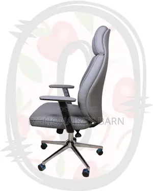 Sleek Grey Executive Leather Office Chair — All-Day Comfort