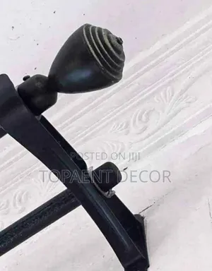 Black Brackets and Flowers Pure Powder Coated Curtain Rod Accessories