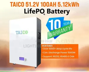 Taico 5.12kwh - 51.2v Lithium Battery 8000 Cycle 10 Years Warranty