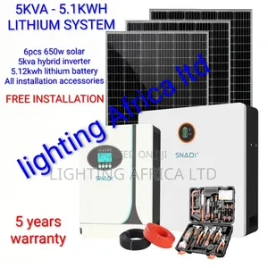 5kva - 5.12kwh Lithium -(6)650w Solar Free Installation Transport