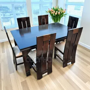 Dining Set, a Distinct Shiny Black Dining Set, 6 Seater