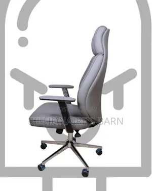 Grey Executive Leather Office Chair | Plush Tilt Lock Mechanism