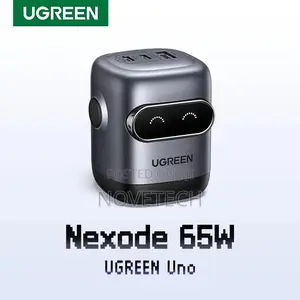 Ugreen Uno Robot 65w 3-Port Gan Fast Charger Uk Grey - Cd361