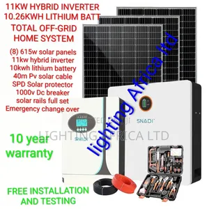 11kw Hybrid Inverter - 10.26kwh Lithium Battery -(8)615w Solar System