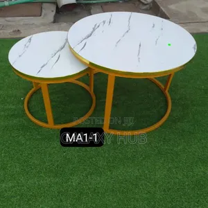 White Nesting Coffee Table Marble Effect (Mdf)