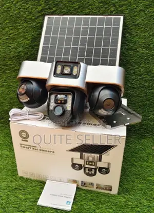 3 Tripple Lens Solar Street Light PTZ Flood Light 4g Camera V380 Pro