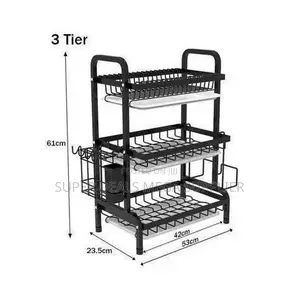 Compact 3- Layer Dish Rack Metallic Stainless Steel Organizer